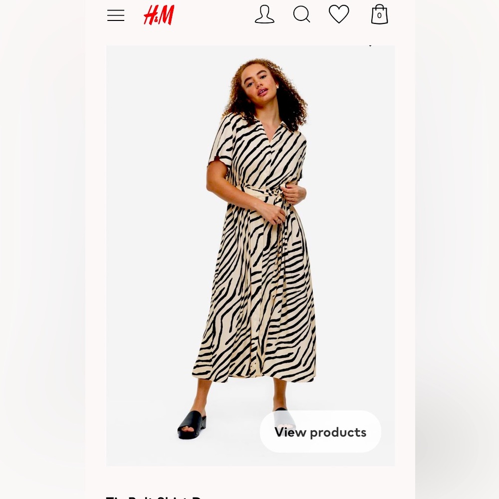 Zebra print, tie belt shirt dress